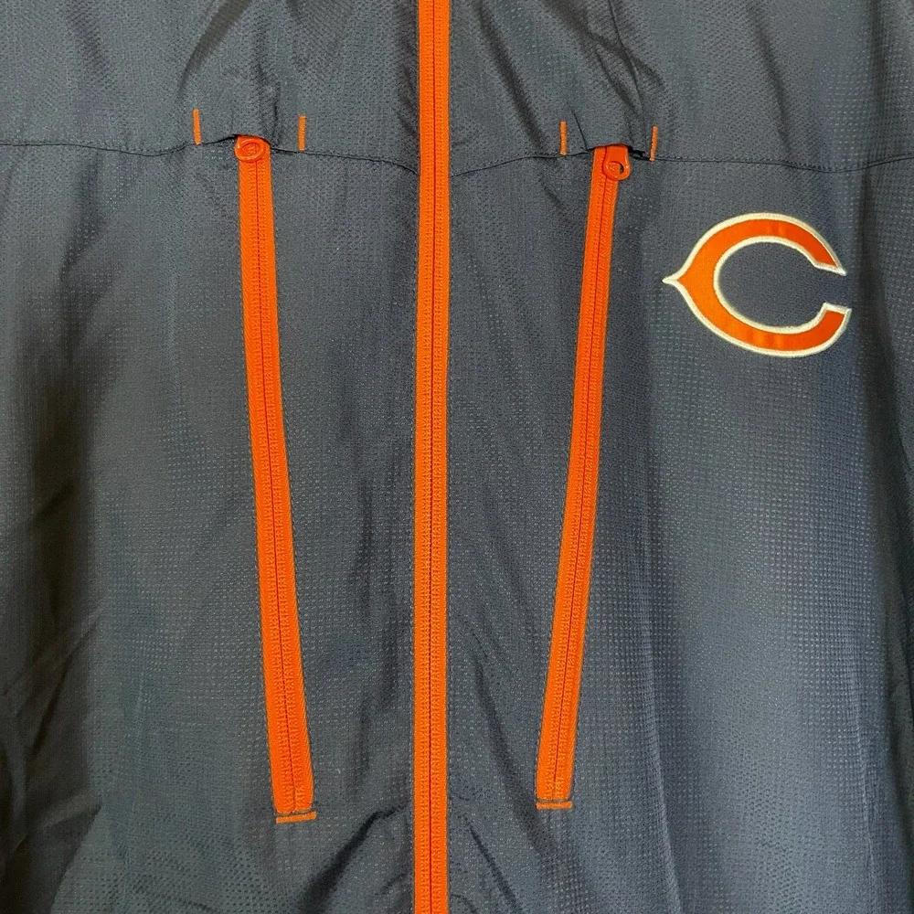 Vintage Reebok Chicago Bears NFL On-Field Full Zip Hooded Windbreaker Jacket XL